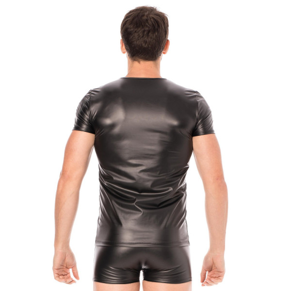 T-shirt simili cuir noir 